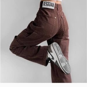 The Ragged Priest Dad Utility Jeans Cargo Pants, Brown,Size 28, From Free People